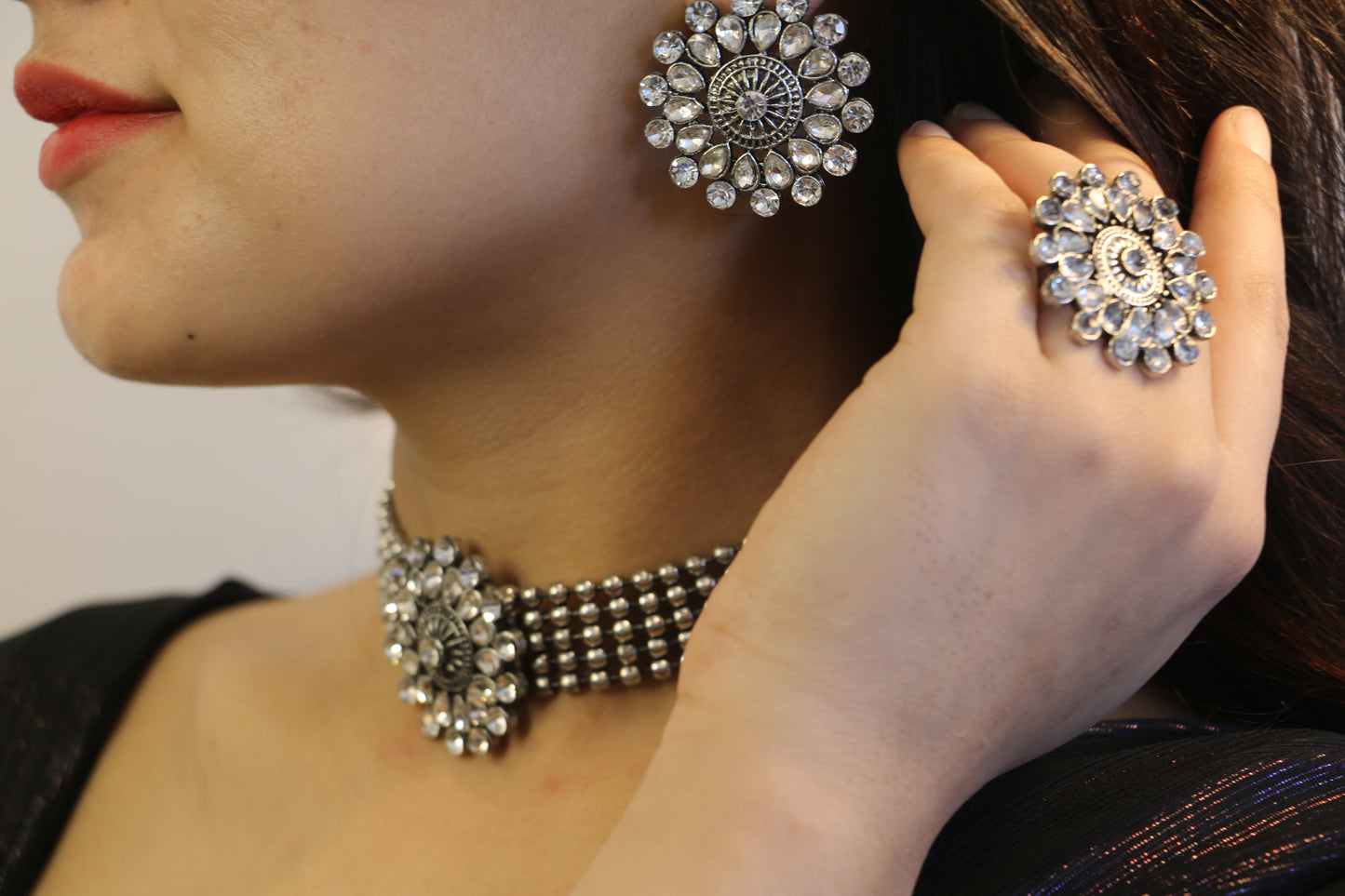 Crystal Bloom Choker Set