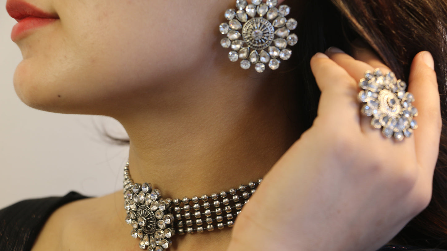 Crystal Bloom Choker Set