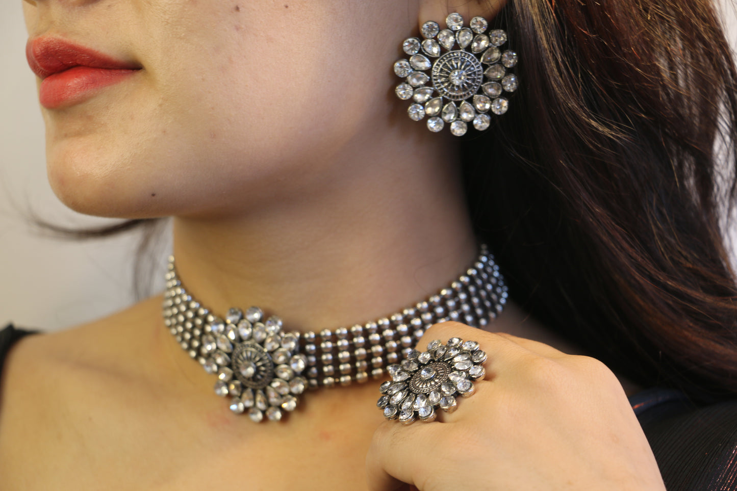 Crystal Bloom Choker Set