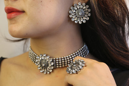 Crystal Bloom Choker Set